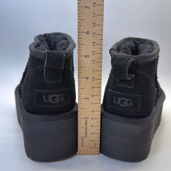 UGG Classic Ultra Mini Platform Boots Black Suede Winter Booties Women Size 5 - Picture 5 of 12